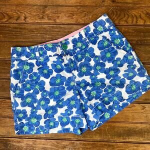 Women’s Lilly Pulitzer mid rise blue floral cotton shorts Y2K size 2